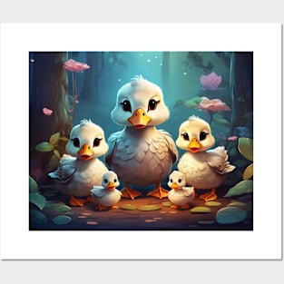 A Duck Family's Enchanted Forest Journey Posters and Art